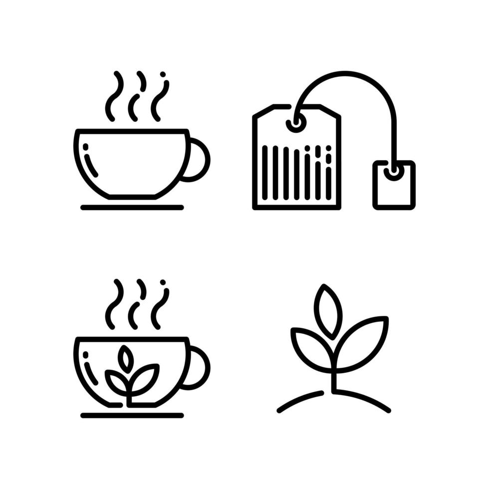 eenvoudige lijn thee iconen set vector
