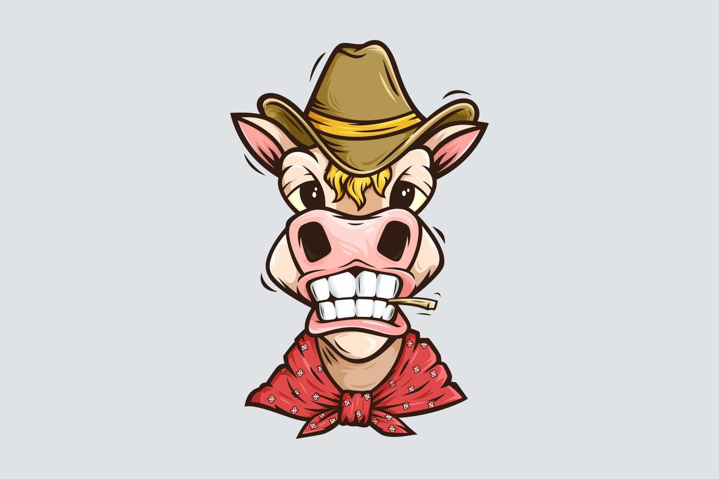 grappig paard met bandana cartoon mascotte logo sjabloon vector