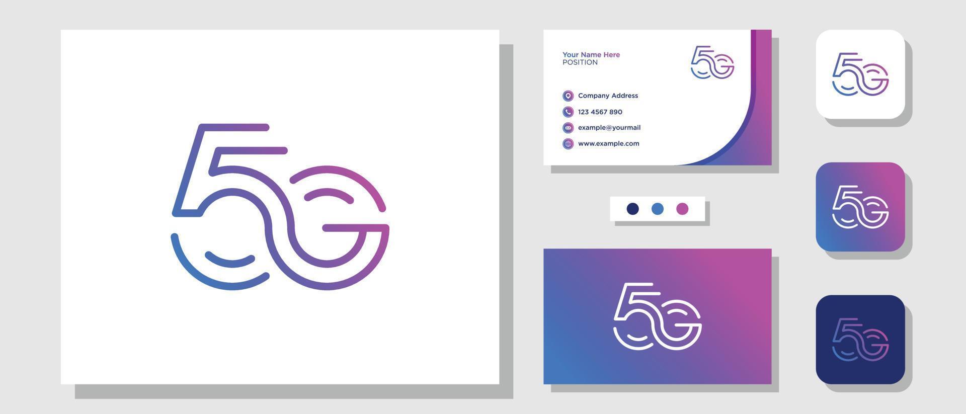 beginletter 5 g monogram snelheid signaal communicatie netwerk gegevens logo ontwerp met lay-out sjabloon visitekaartje vector