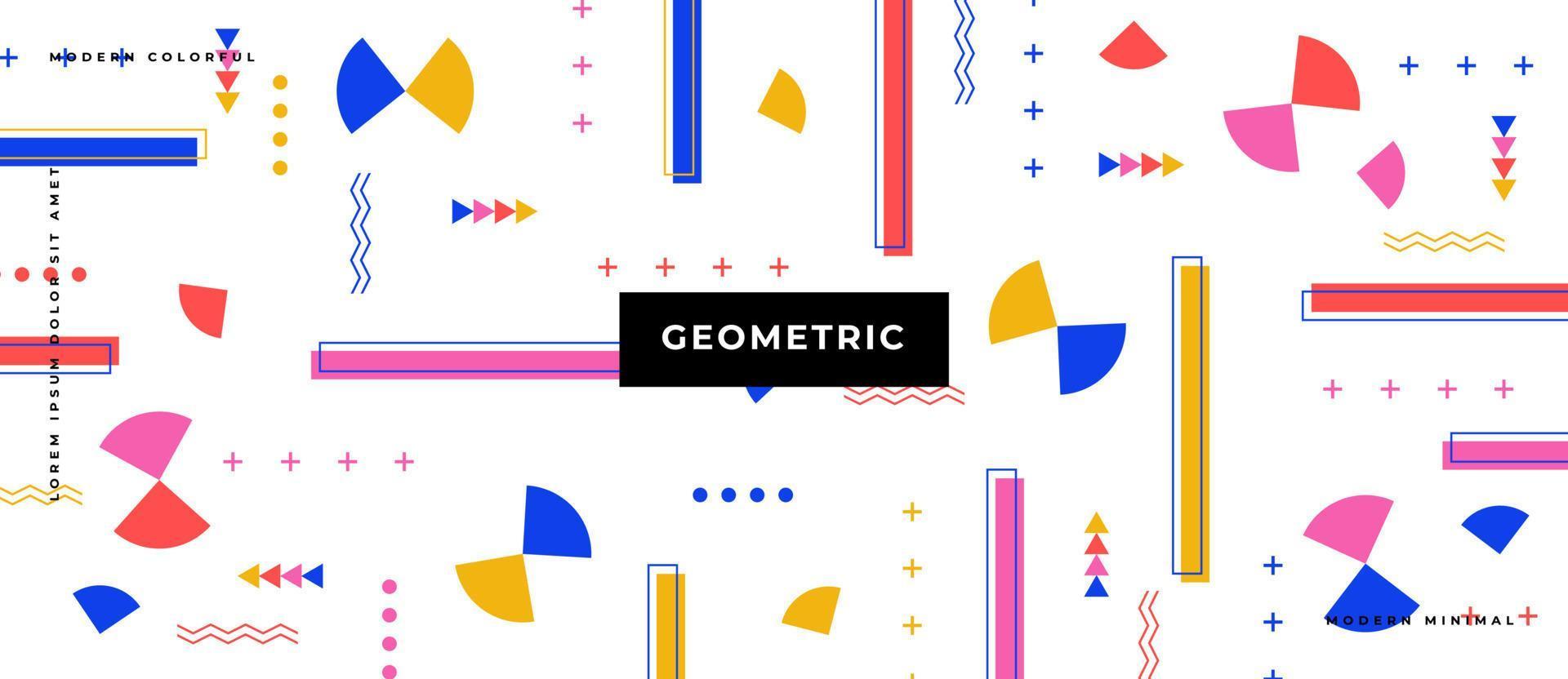 kleurrijke geometrische naadloze patroon. Memphis-stijl op een witte effen achtergrond. vector