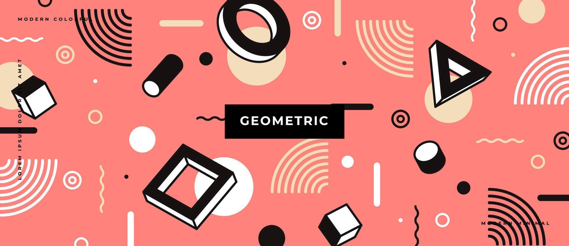 80s naadloos patroon met geometrische vormen in de stijl van Memphis. cirkel, driehoek, vierkant bewegen op pastel achtergrond. vector