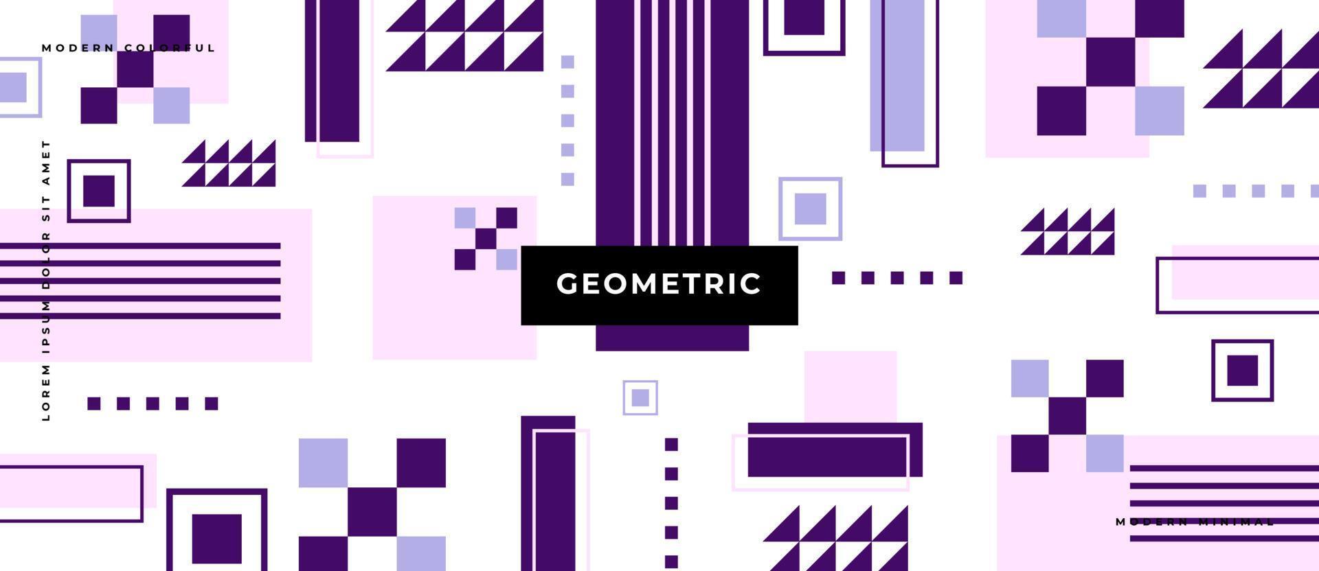 paarse vorm memphis geometrische ontwerpelementen, lijn, stip, rechthoek, vierkant in witte effen achtergrond. vector