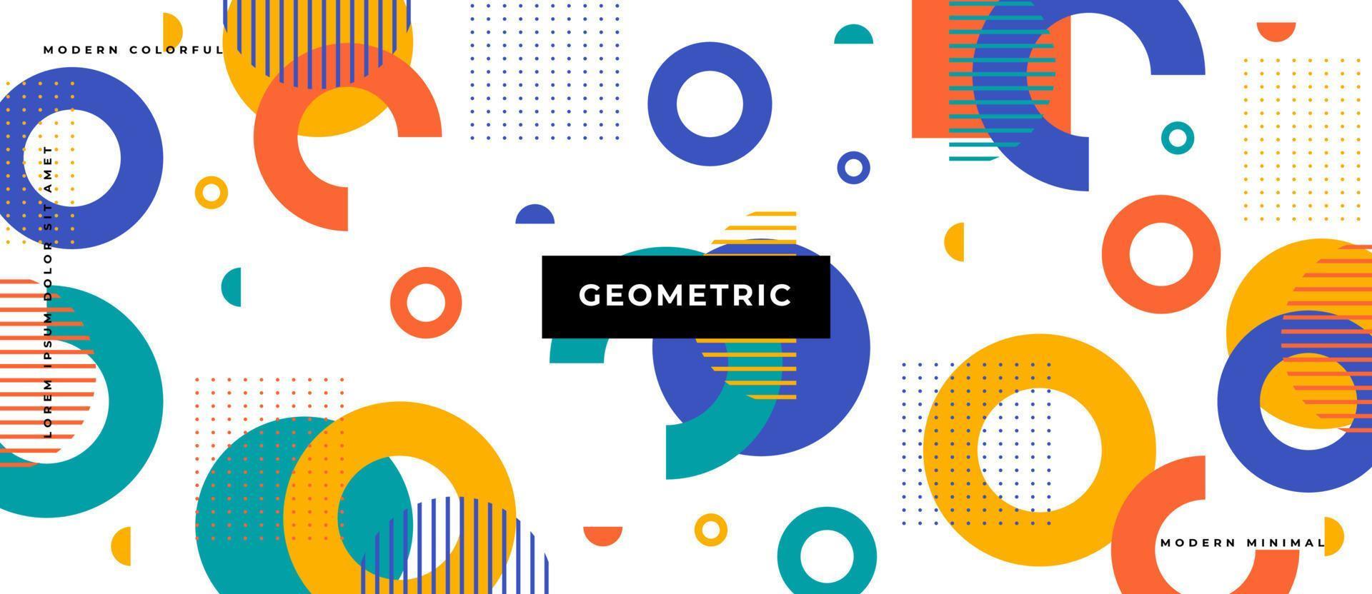 kleurrijk memphis naadloos patroon. geometrische cirkelvorm, lijn, stip, elementen op een witte effen achtergrond. vector