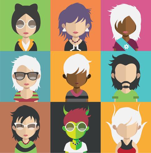 Mensen avatars met kleurrijke achtergronden vector