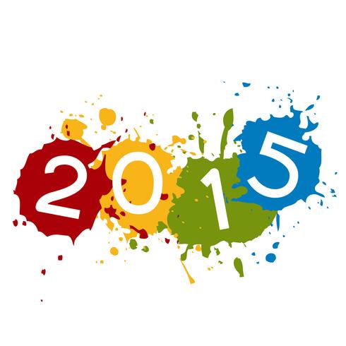 2015 tekst geplaatst op kleurrijke inkt splash vector