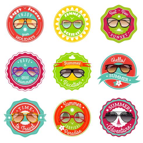 Zonnebril zomer verkoop labels vector