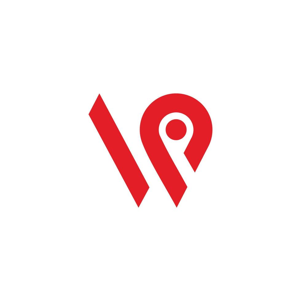 brief wp eenvoudig pin locatie symbool geometrische strepen lijn logo vector