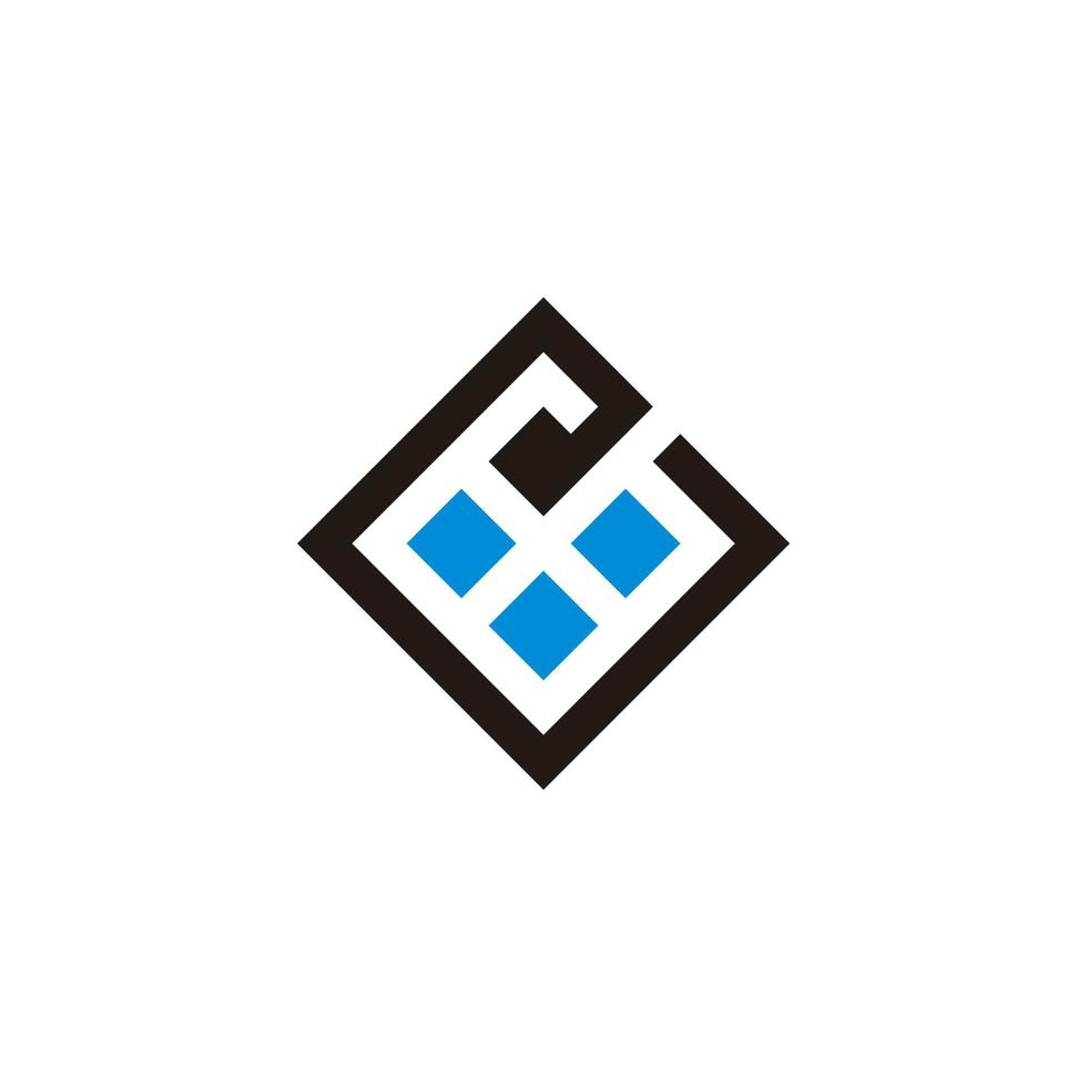 abstracte letter e vierkante geometrische gekoppelde logo vector