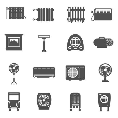 Verwarming en koeling Icon Set vector