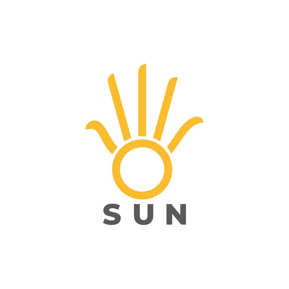 zonnestralen hand palm symbool bochten lijn symbool logo vector