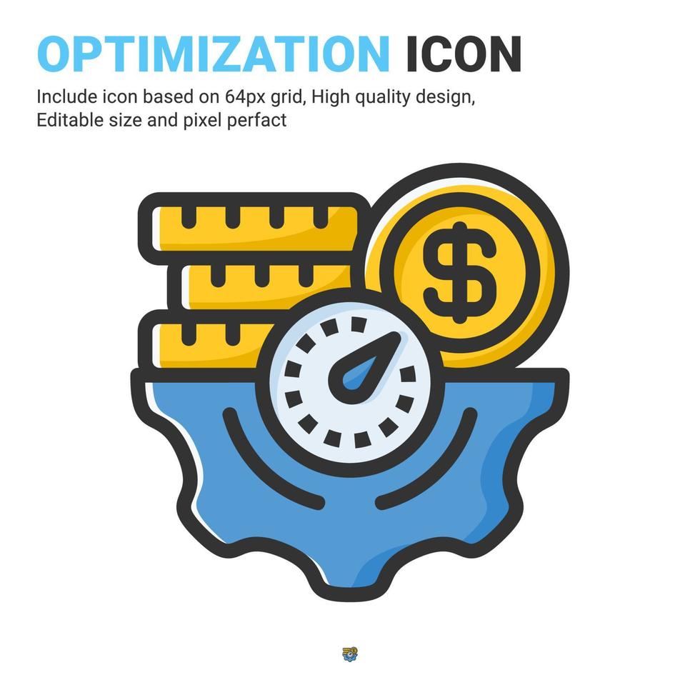 optimalisatie pictogram vector met omtrek kleurstijl geïsoleerd op een witte achtergrond. vector illustratie prestatie teken symbool pictogram concept voor zaken, financiën, industrie, bedrijf, apps, web en project