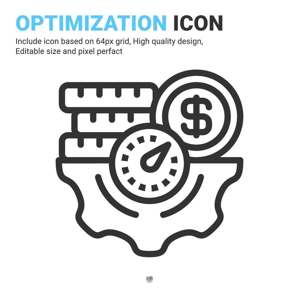 optimalisatie pictogram vector met kaderstijl geïsoleerd op een witte achtergrond. vector illustratie prestatie teken symbool pictogram concept voor zaken, financiën, industrie, bedrijf, apps, web en project