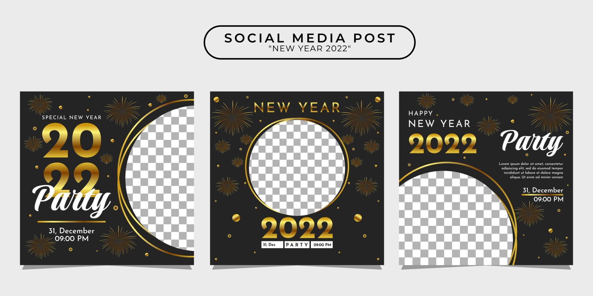 verzameling van social media-postsjabloonontwerpen nieuwjaarsfeestuitnodigingen voor banners, posters, advertenties, enz. vector