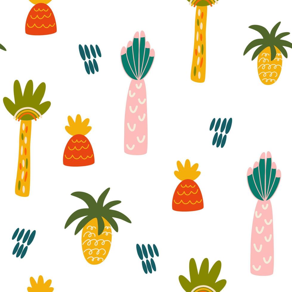 palmbomen naadloos patroon. tropische abstracte achtergrond met palmbomen. modern exotisch ontwerp voor papier, omslag, stof, interieur en andere gebruikers. vectorillustratie. vector