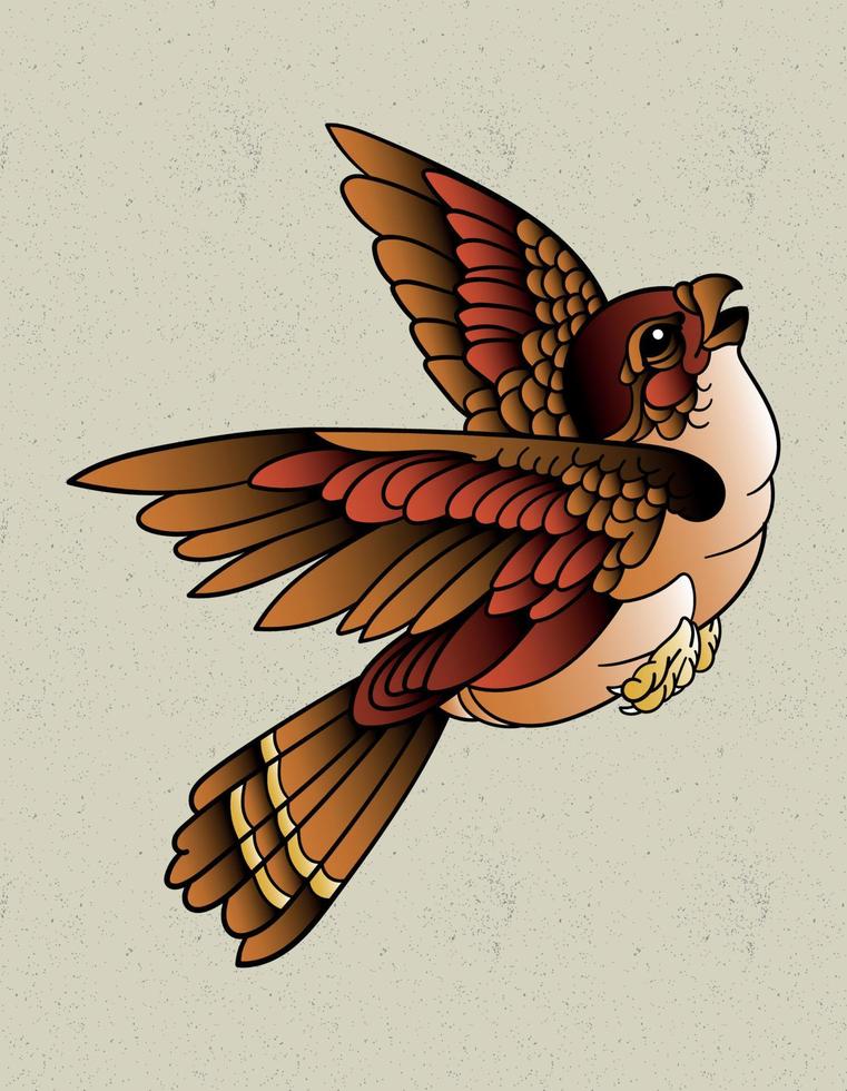 vogel mus tattoo vector