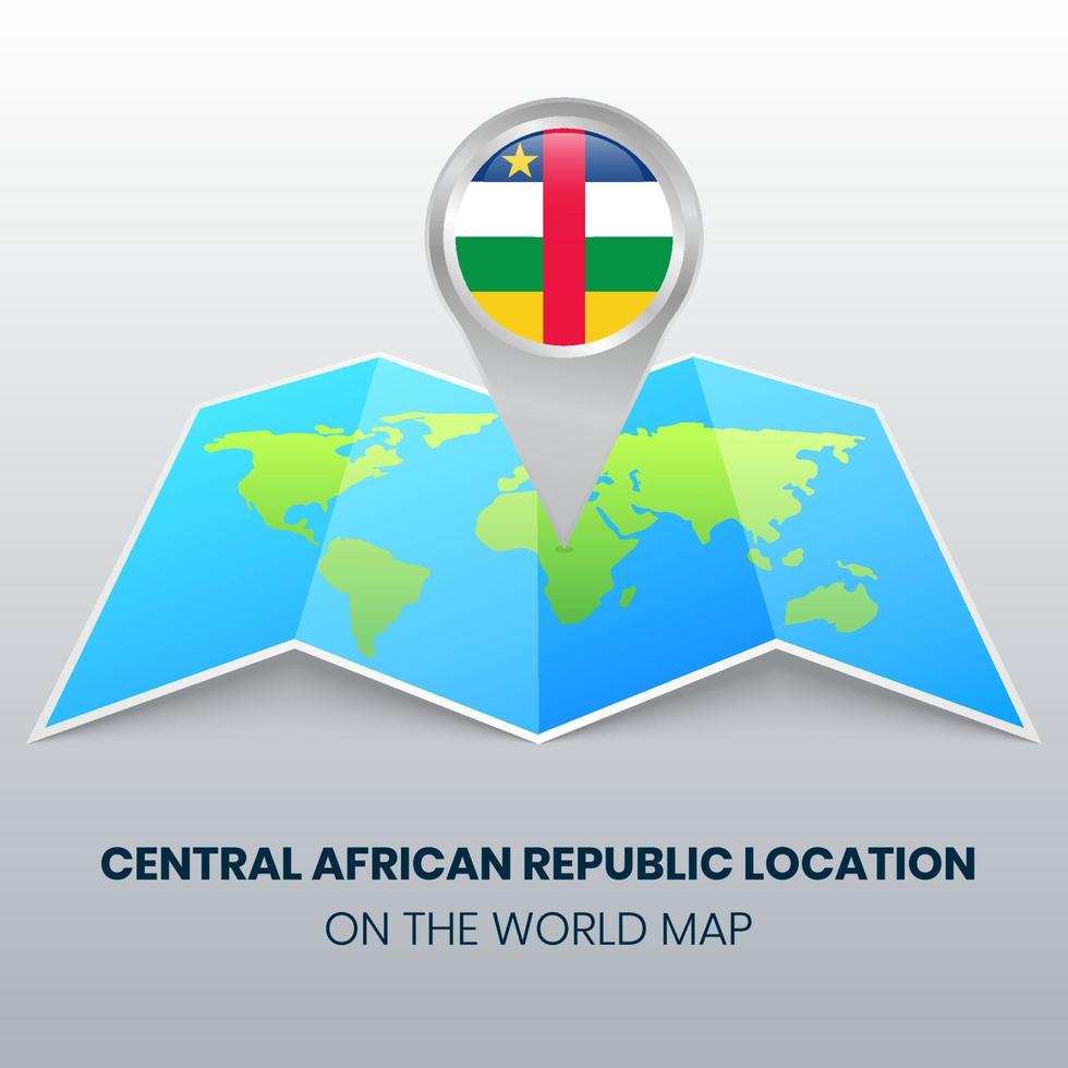 locatiepictogram van Centraal-Afrikaanse Republiek op de wereldkaart, ronde speldpictogram van Centraal-Afrikaanse Republiek vector