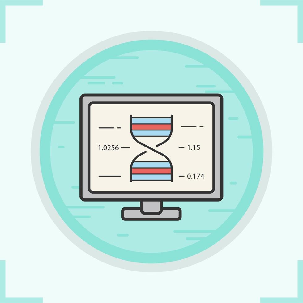 dna-onderzoek kleur icoon. wetenschap laboratorium computer. vector geïsoleerde illustratie