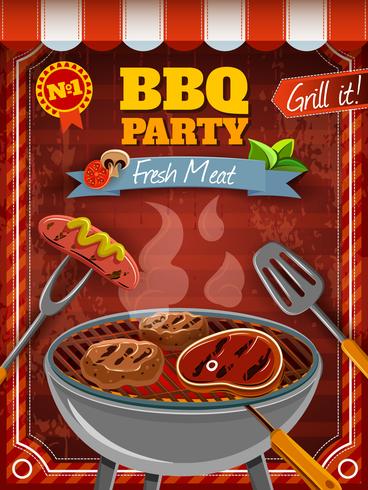 Barbecue partij poster vector