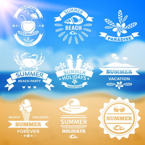 Zomer vakantie typografie emblemen etiketten instellen vector