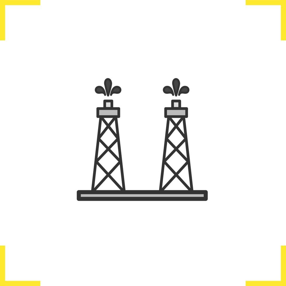 olieproductie platforms kleur icoon. olie torens. geïsoleerde vectorillustratie vector