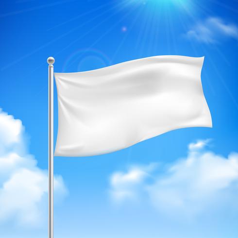 Witte vlag blauwe hemel achtergrond poster vector