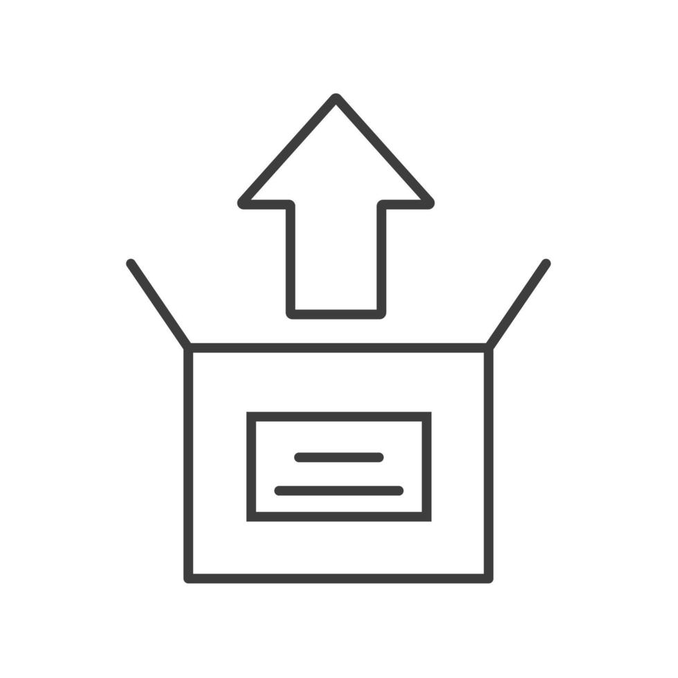 lineaire pictogram uitpakken. dunne lijn illustratie. doos uitpakken contour symbool. vector geïsoleerde overzichtstekening