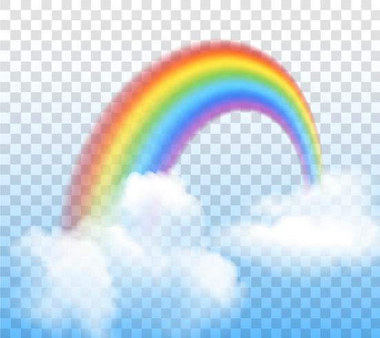 Regenboog met wolken transparant vector