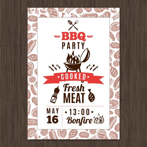 Bbq partij poster vector