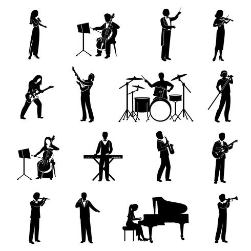 Muzikanten pictogrammen zwart vector