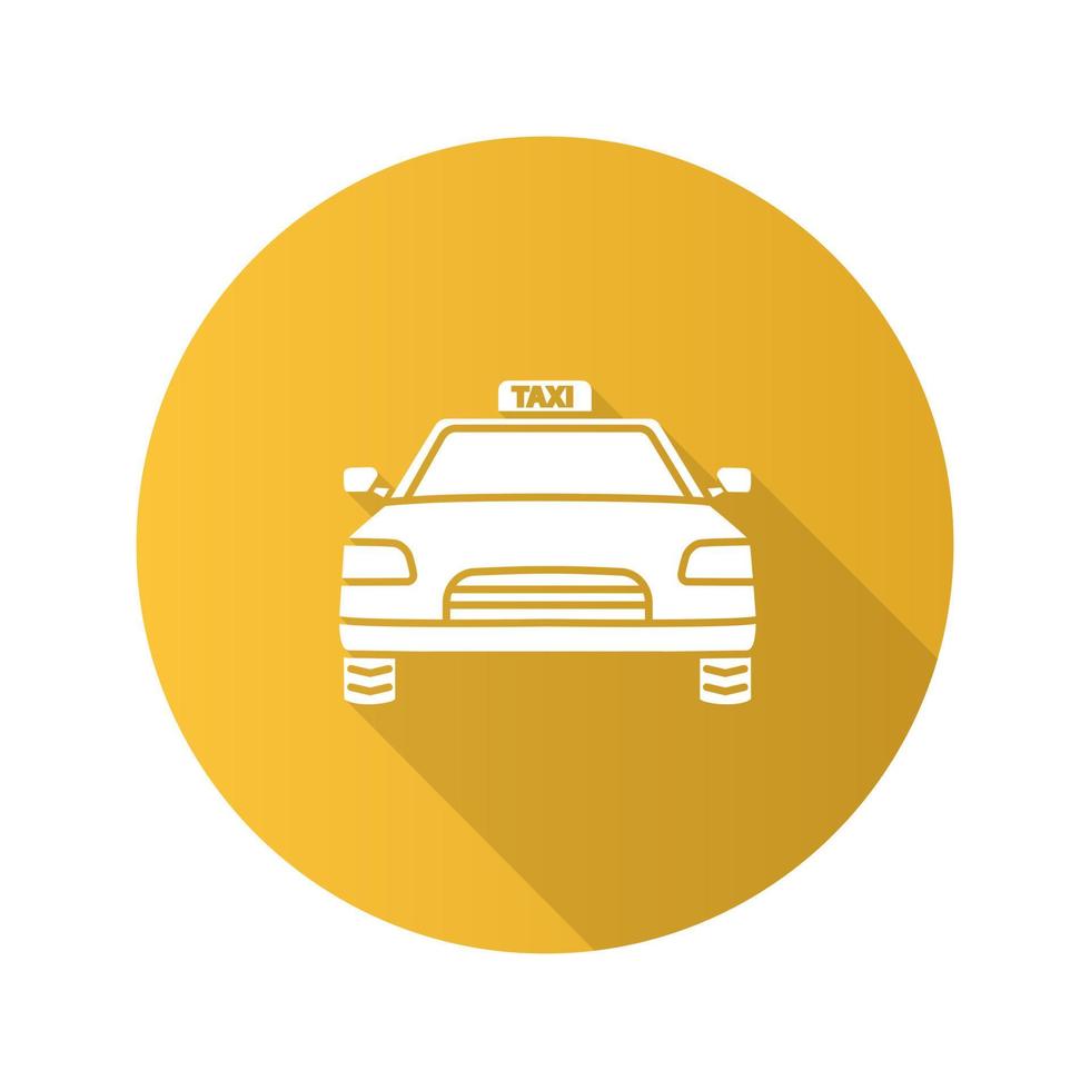 taxi plat ontwerp lange schaduw glyph pictogram. auto. auto. vector silhouet illustratie