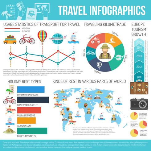 Reizen Flat Infographic Set vector