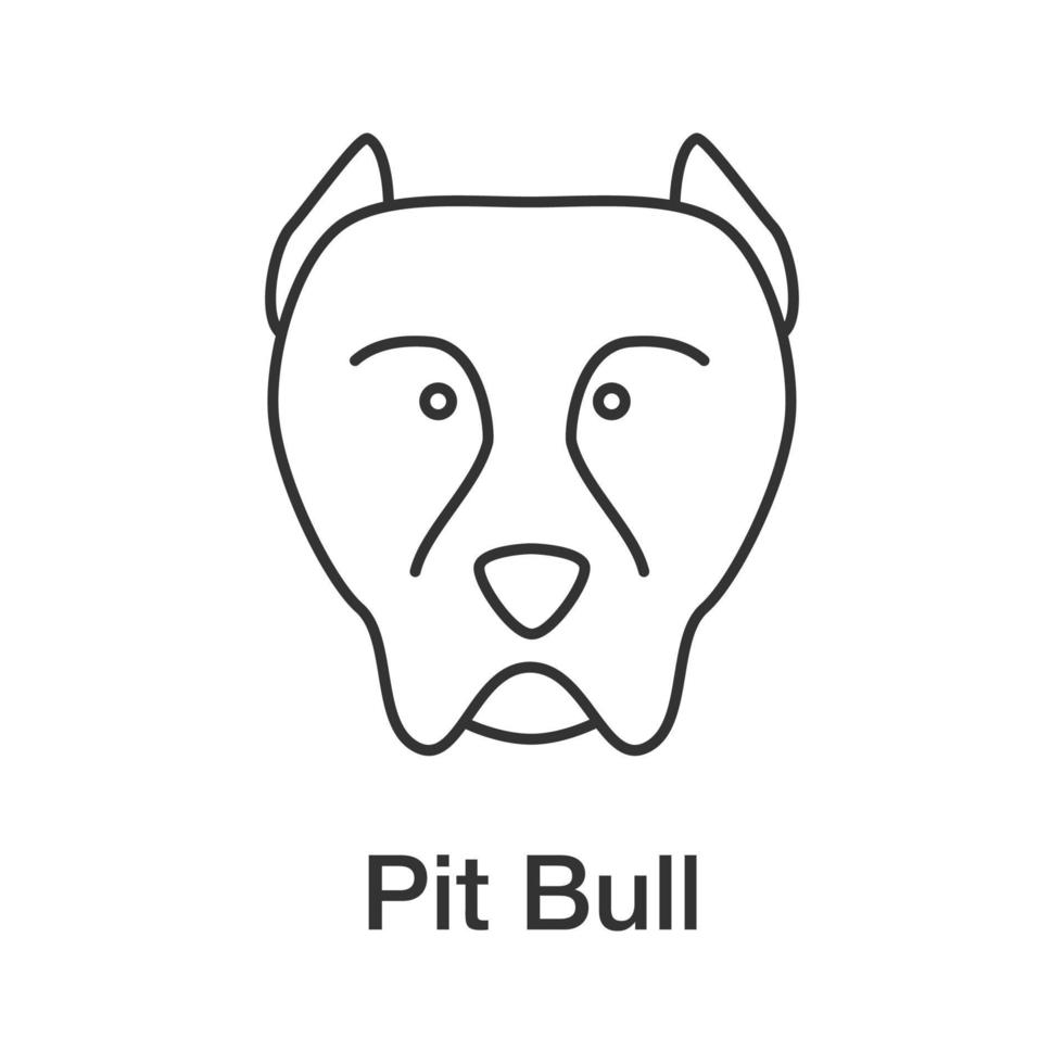 pitbull lineaire pictogram. staffordshireterriër. dunne lijn illustratie. vechtend hondenras. contour symbool. vector geïsoleerde overzichtstekening