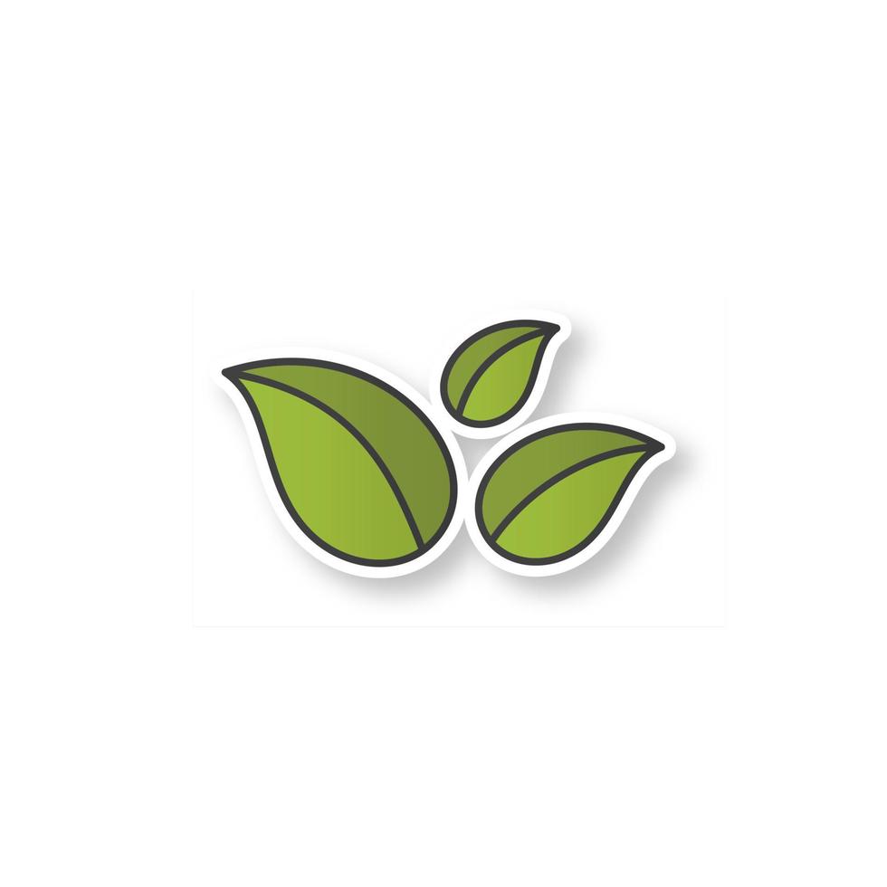 eco-patch. ecologie. groeiende plant met bladeren. kleur sticker. vector geïsoleerde illustratie