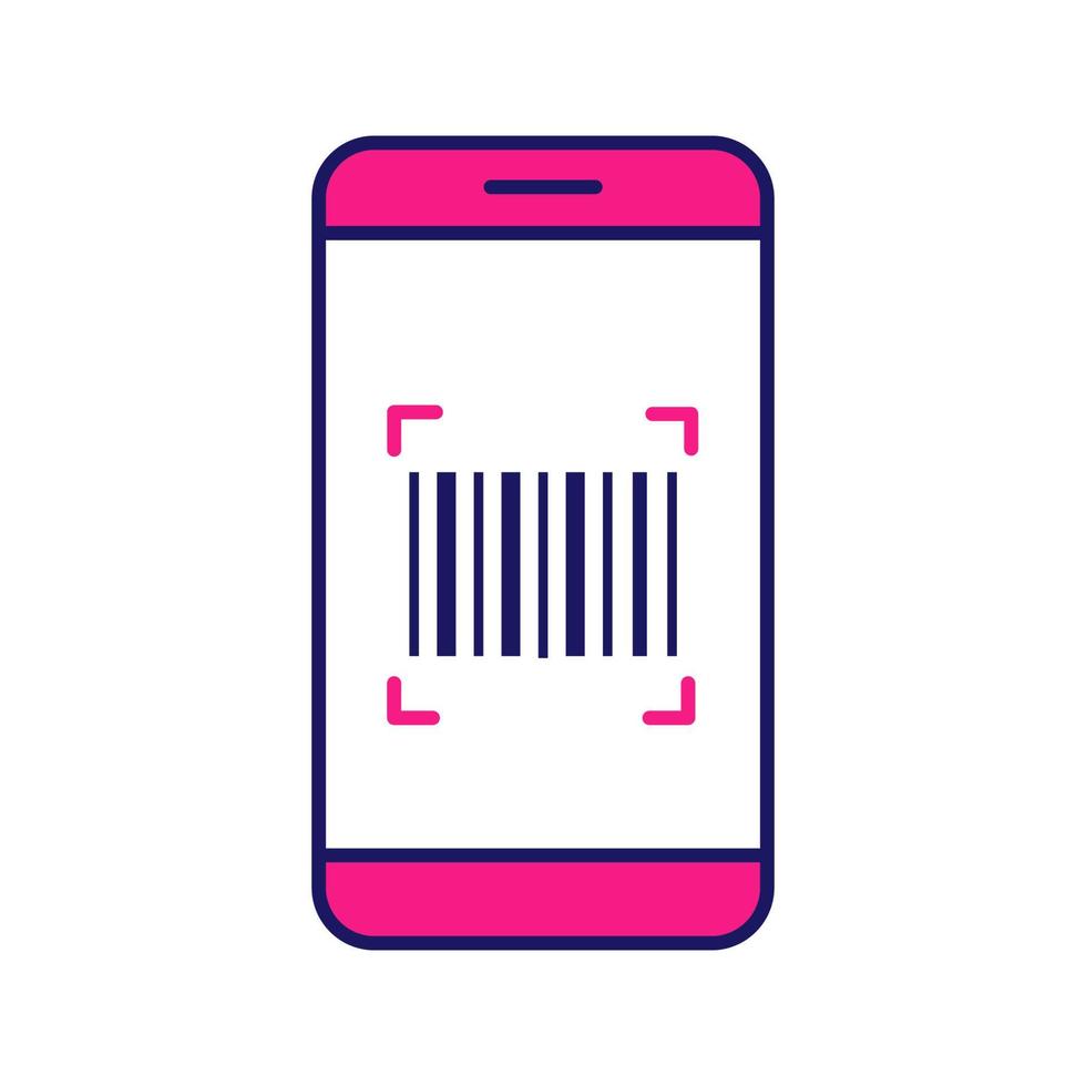 barcode scanning app kleur icoon. smartphone die lineaire streepjescode leest. eendimensionale codescanner. geïsoleerde vectorillustratie vector