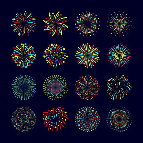 Vuurwerk Icon Flat Set vector