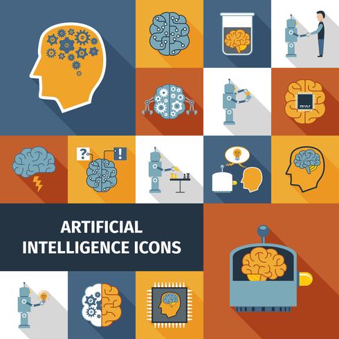 Kunstmatige intelligentie Icons Set vector