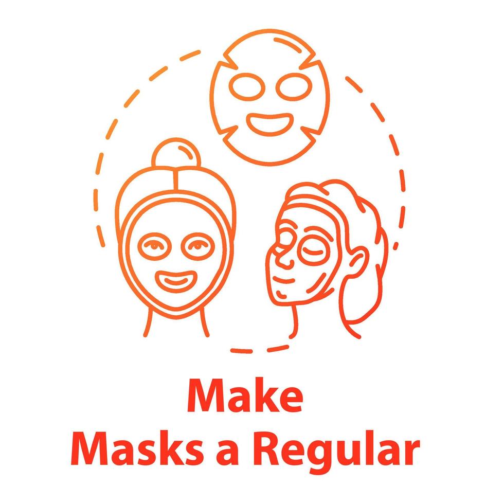 maak maskers regelmatig, huidbevochtigend, schoonheidsprocedure concept icoon. gezichtsverzorging, spa, cosmetologie idee dunne lijn illustratie. vector geïsoleerde omtrek rgb kleur tekening. bewerkbare streek