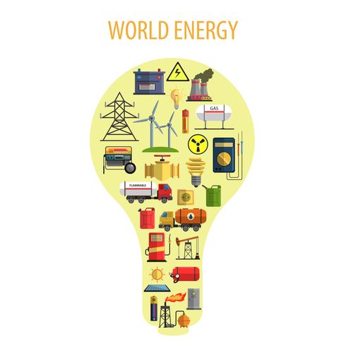Wereld energie lamp concept vector