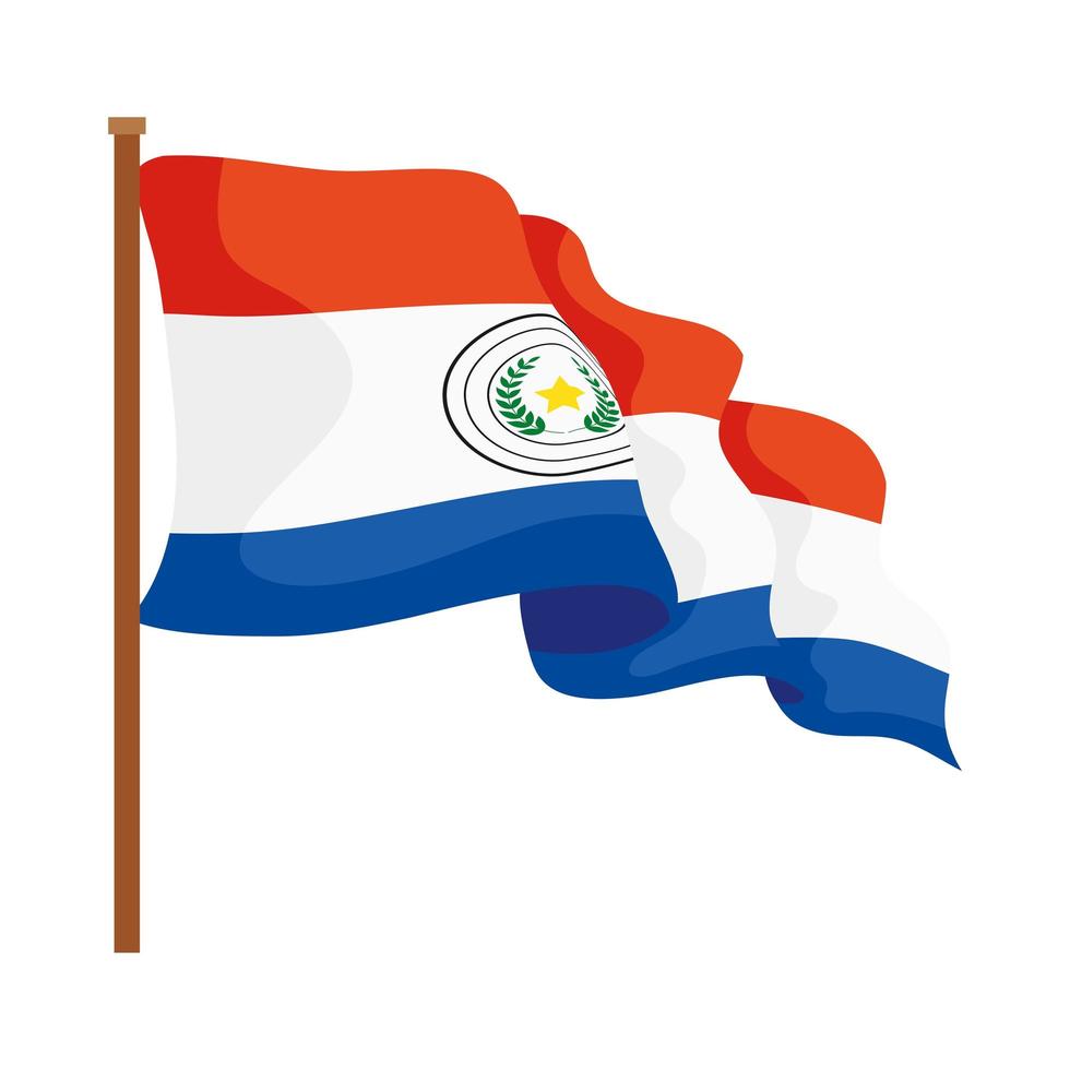 vlag van paraguay zwaait in paal vector