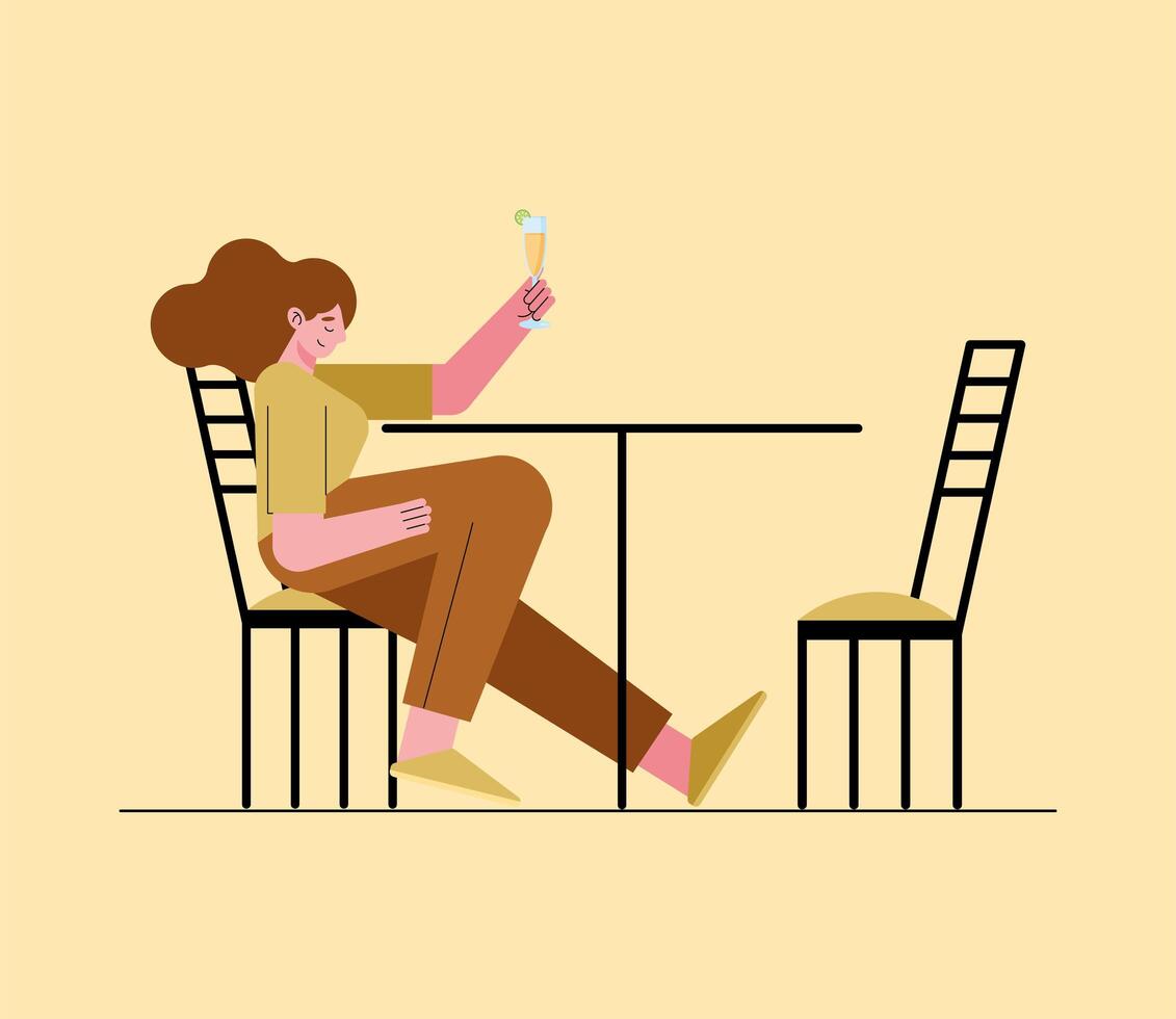 vrouw die cocktailscène drinkt vector