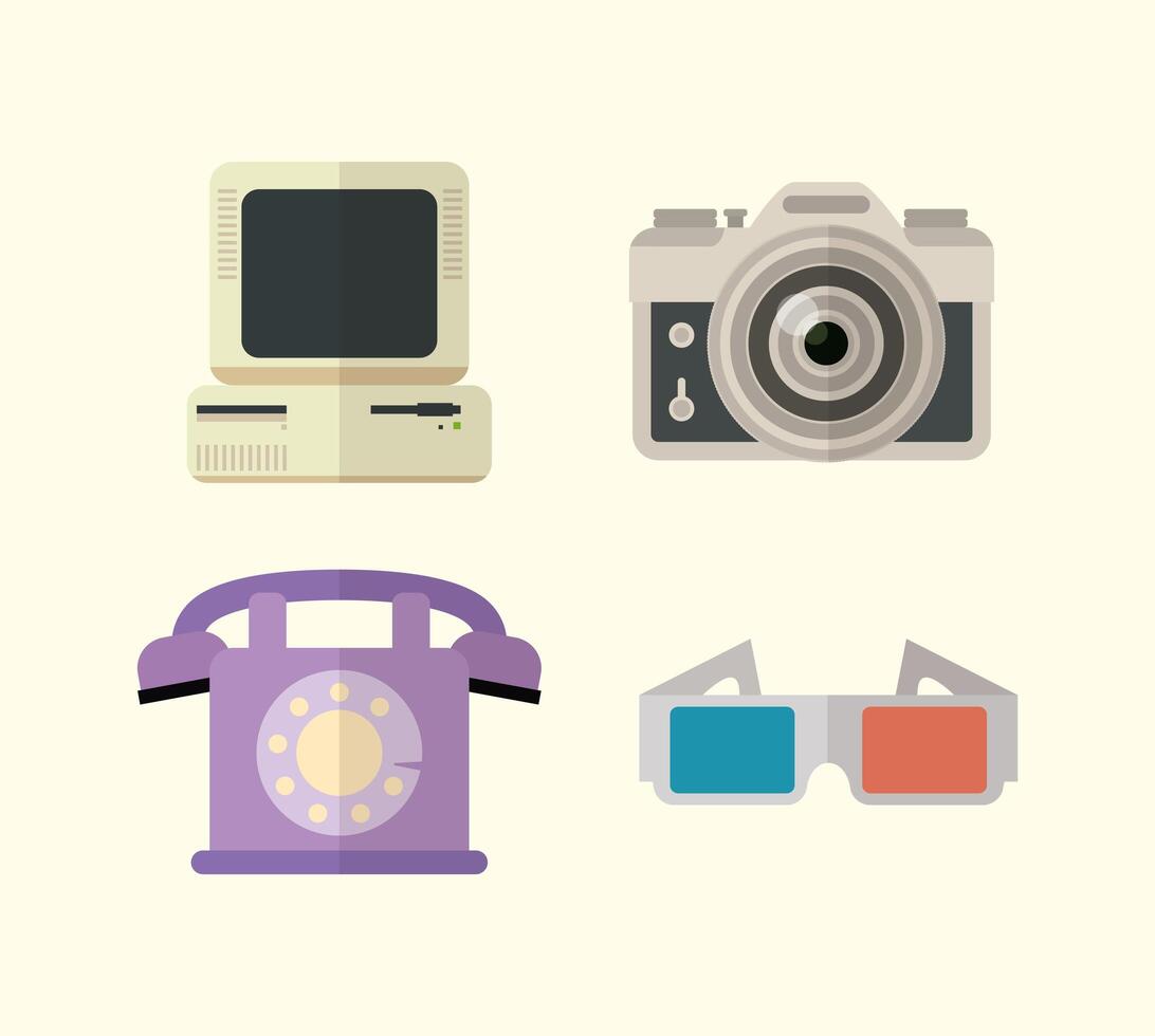 platte ontwerp gadgets technologie pictogrammen vector