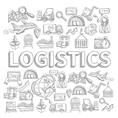 Logistiek schetsconcept vector