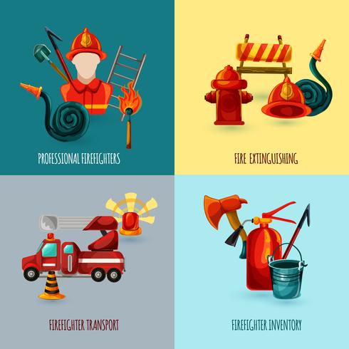 Firefighter ontwerpset vector