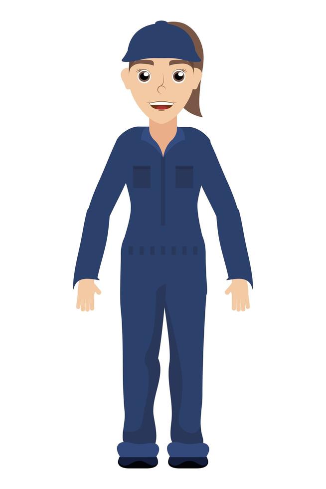 vrouwelijke jonge monteur werknemer avatar karakter vector