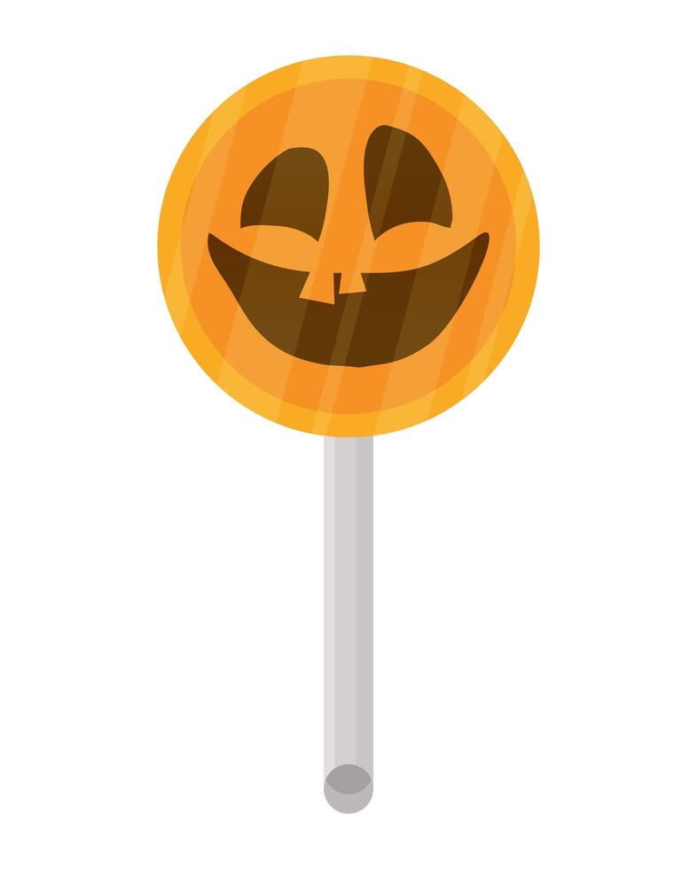 halloween zoete lolly snoep met gezichtspictogram vector