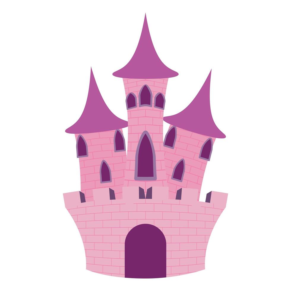 prinses roze kasteel sprookjespictogram vector