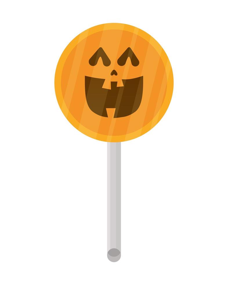 halloween zoete lolly snoep met gezichtspictogram vector