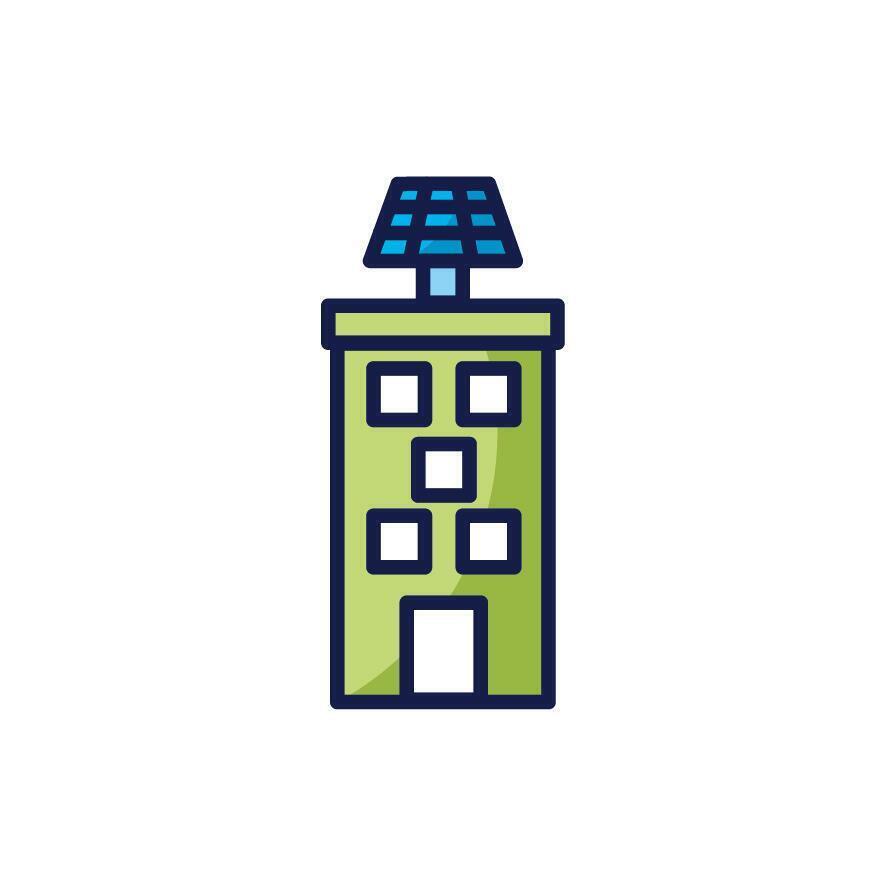 geïsoleerd zonnepaneel over gebouw pictogram vector design