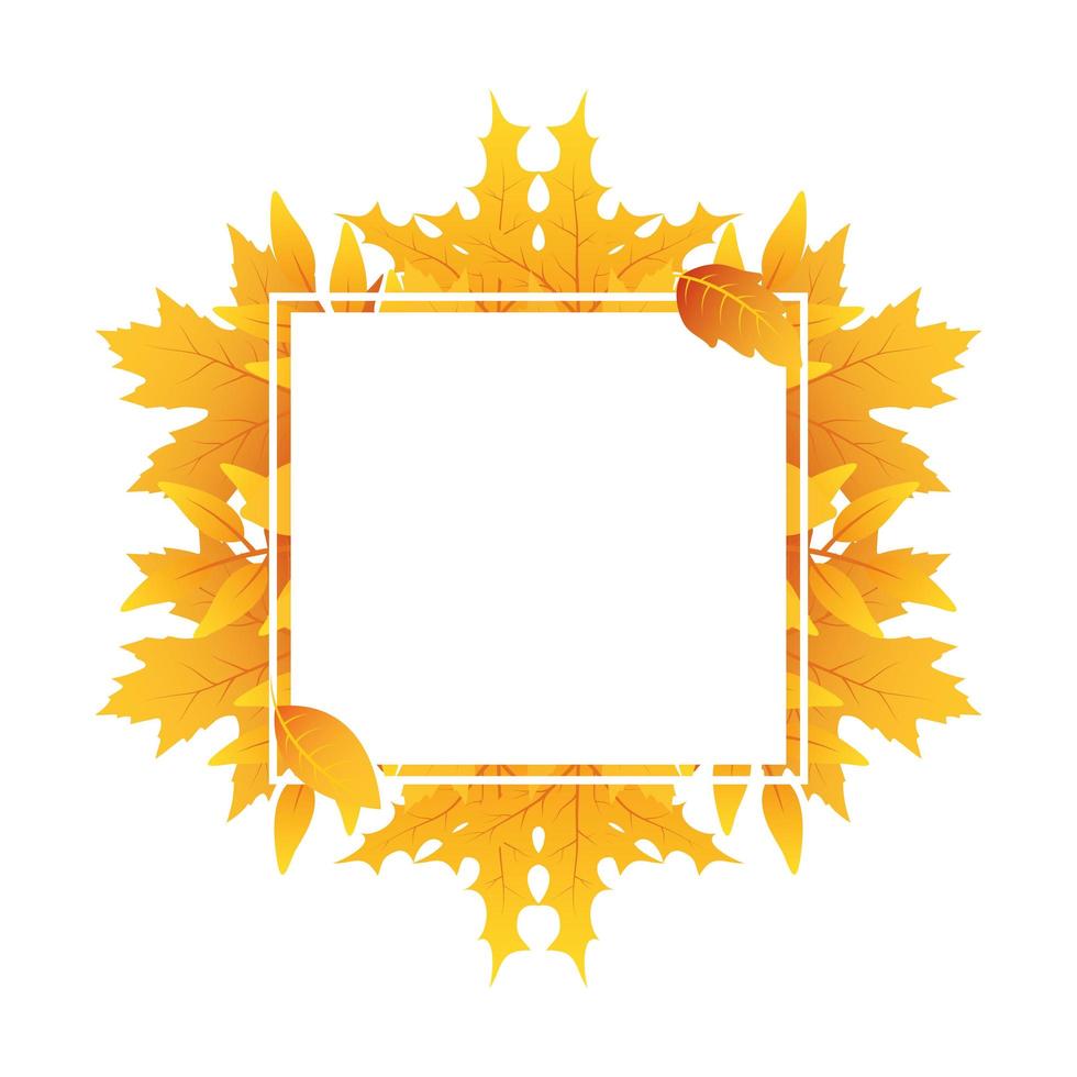 herfst vierkant frame met bladeren decoratie vector