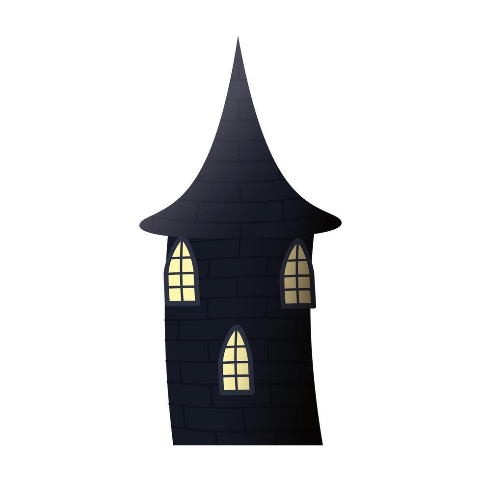 donker kasteel toren gebouw halloween icoon vector